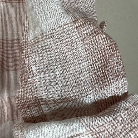 First Monday Anthropologie Plaid Linen Dress Small Lined Long Sleeve Shirt Dress - Picture 4 of 11